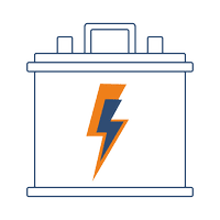 Piktogramm eines Akkublocks mit zwei Kontakten